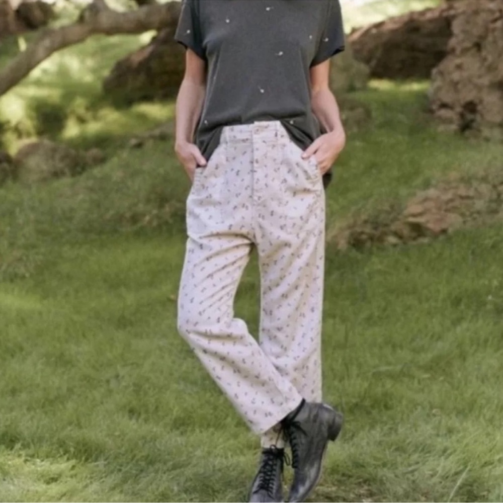 The GREAT Floral Straight Leg Ranger Pants, Gray, 27
